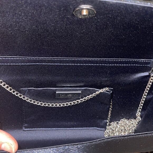 NWT Giani BerniniSatin Matinee Flap Clutch navy - Picture 4 of 4